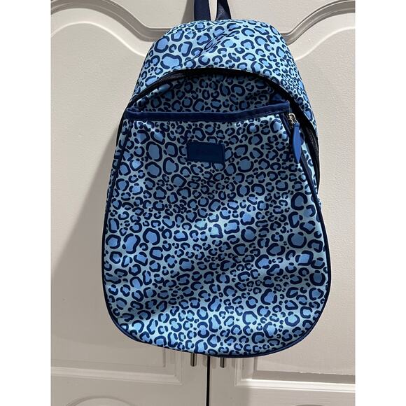 Ame & Lulu Tennis Backpack Blue Leopard Print Racquet Bag Sport Gym Travel - Picture 9 of 9